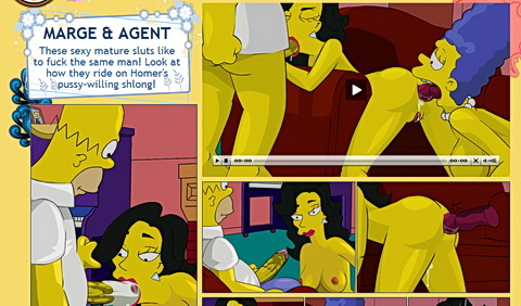 A simpson's porn orgy for 3 : Homer Simpson Marge Simpson Springfield Sluts 